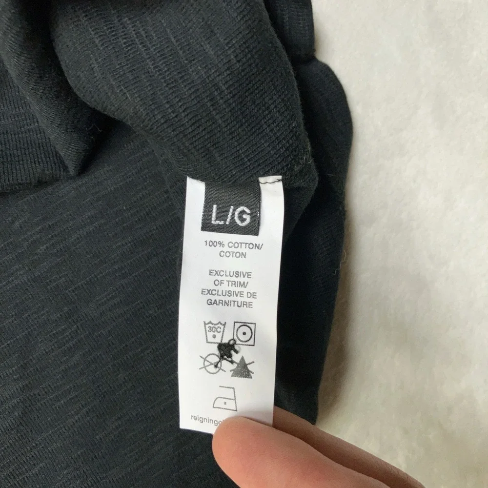 Reigning Champ Henley Shirt Slub Cotton Long Sleeve Black Mens Size Large Canada